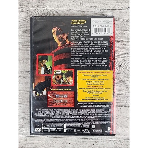 Freddy's Dead: The Final Nightmare DVD Movie Krueger Halloween - Picture 2 of 3